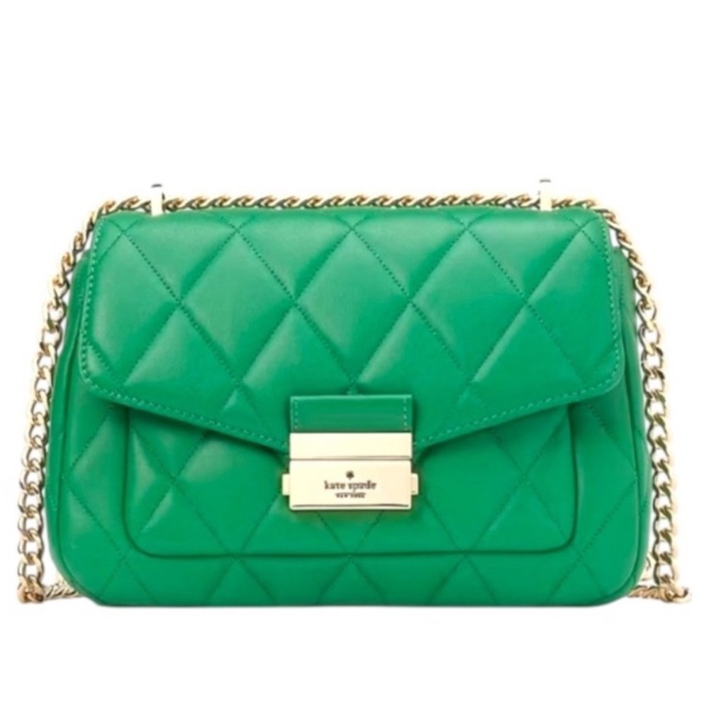 Kate Spade Carey Flap Quilted Small Shoulder Crossbody Bag Green